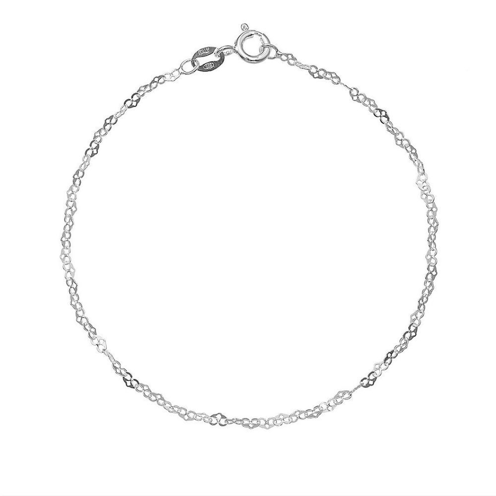 Nwt Sterling Silver 925 Heart Link Bracelet